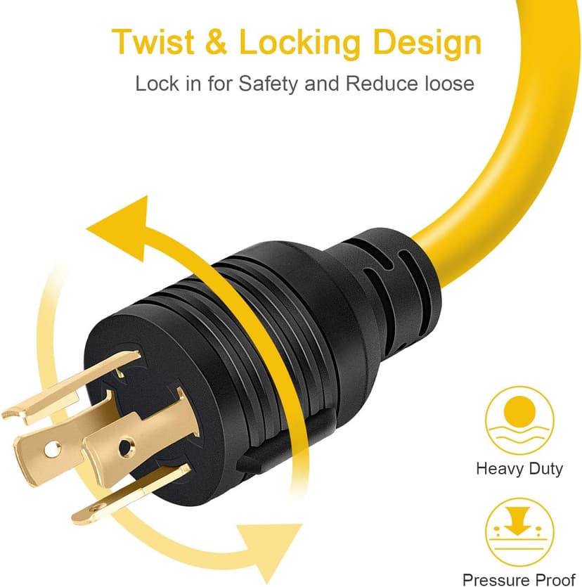 Welder Adapter Plug Cord, L14-30P Twist-Lock Male to 6-50R Female, 4 Prong to 3 Prong Generator to Welder Adapter Power Cord, 1.5FT