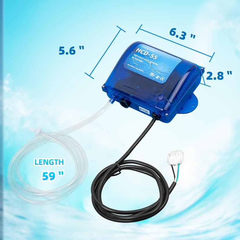 HCD-55 Spa Ozone Generator – Universal Hot Tub & Cold Plunge Ozonator, 200/300 mg/hr Output, Compatible with 120V/240V, Easy-to-Install Kit for Pools & Spas Up to 1500 Gallons