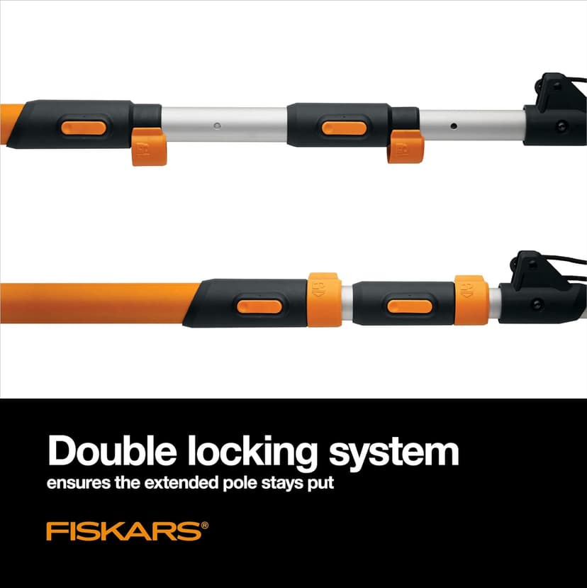 Fiskars 7-16 ft. Extendable 2-in-1 Pruner and Pole Saw For Tree Trimming, Tree Trimmer with Chain-Drive for Cutting Branches up to 1.25" Diameter with More Power, Garden Tools