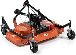 Titan Attachments 3 Point PTO Finish Mower, 60" Cutting Width, Category 1 Hitch, Rear Discharge, Requires 25-40 HP Tractor, Low-Noise Cast Iron Gearbox, Orange Finish