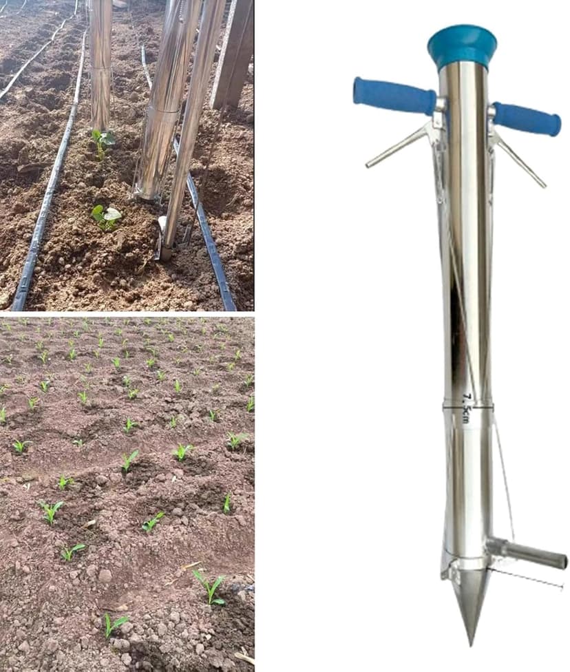 Long Handheld Bulb Planter Sod Plugger Multipurpose Seedling Transplanter, Double Handle