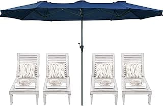SUPERJARE 13FT Outdoor Umbrella for Patio, Double sided Pool Umbrellas with Fade Resistant Canopy, Large Table Umbrella for Deck, Market, Backyard - Navy Blue
