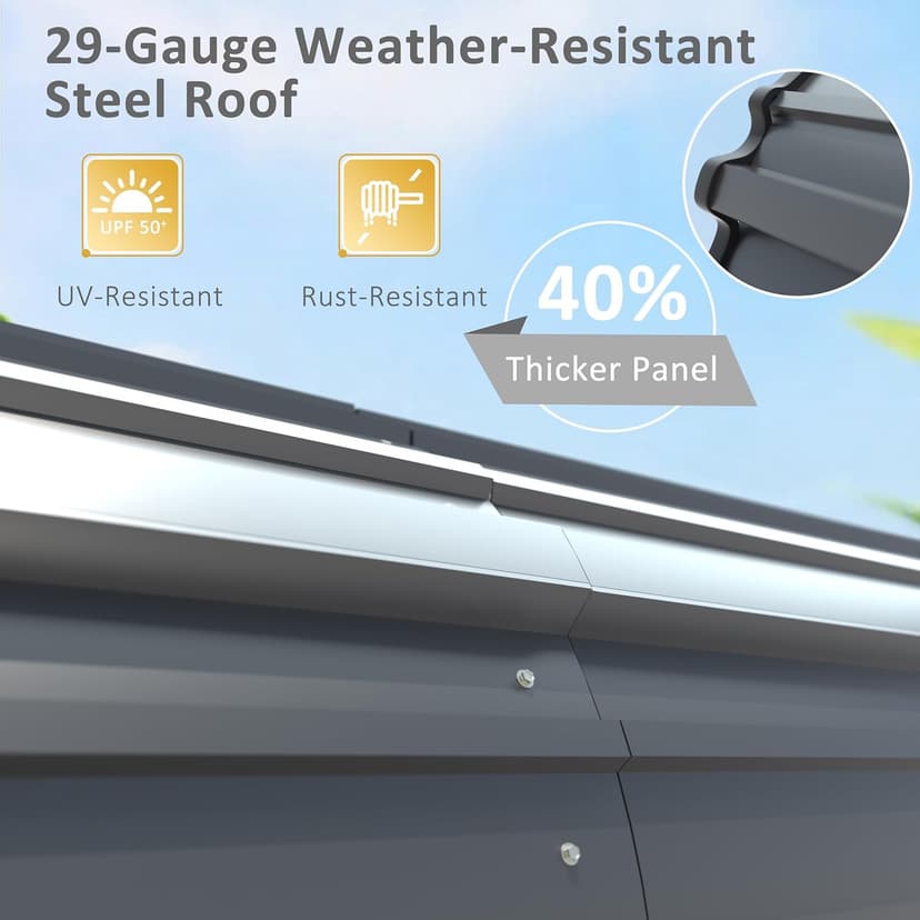 MUPATER 20' x 20' Outdoor Heavy Duty Metal Carport, Garage Car Shelter Shade, Carport Canopy with Heavy Metal Frame, Roof and Bolts for Car, Trucks, Boats, Grey