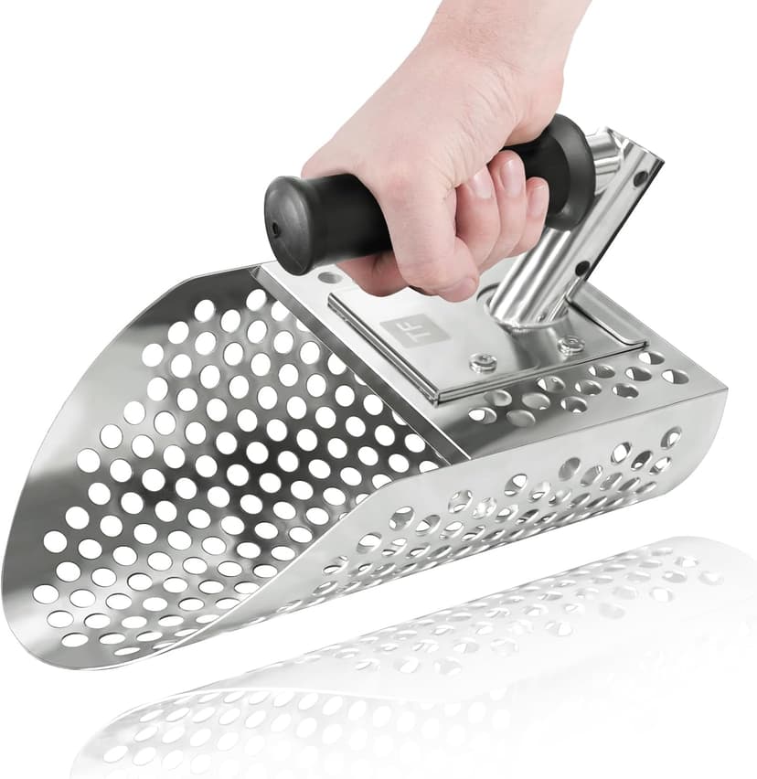 Sand Scoop for Metal Detecting, Metal Detector Shovel, Stainless Steel Metal Detecting Accessories, Beach Sifter Sand Scoops, Digging Tool Fast Sifting Scoopers for Treasure Hunting Backyard
