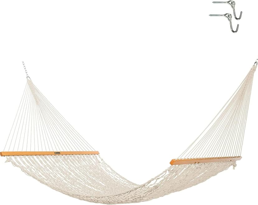 Original Pawleys Island 15DCOT Presidential Oatmeal DURACORD Rope Hammock w/Extension Chains & Tree Hooks, Handcrafted in The USA, Accommodates 2 People, 450 LB Weight Capacity, 13 ft. x 65 in.