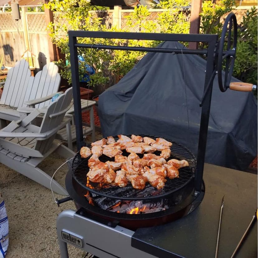 Ash & Ember Santa Maria Style Adjustable Cooking Grate Attachment, Fits 24" Kettle-Style Grills, Open Flame Campfire Cooking Grate, Outdoor Grill Cooking Accessories