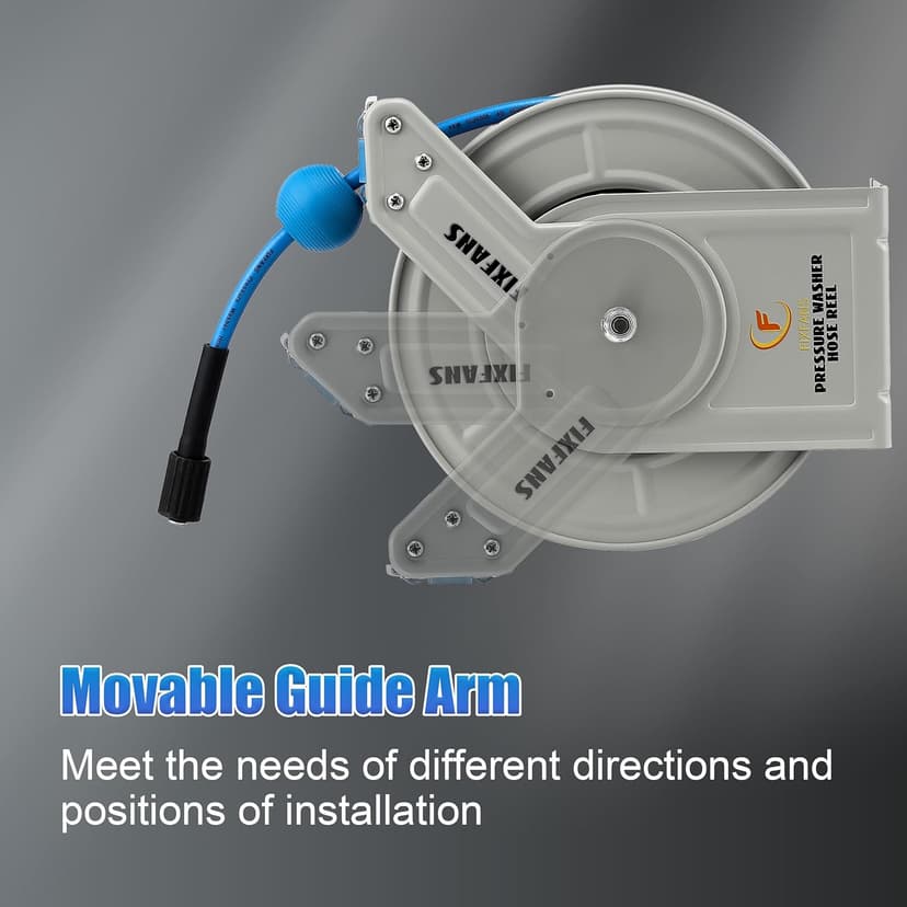 Pressure Washer Hose Reel with Hose, 1/4" × 60ft Retractable Power Washer Hose Reel, Heavy Duty Hose Reel Auto Rewind, Wall Mounted, 3600 PSI