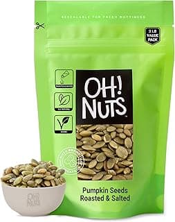 Oh! Nuts Pumpkin Seeds - Roasted Salted - 2 lb - No Shell Pepitas - Packed in New York Zip-Seal Bag for Exceptional Freshness