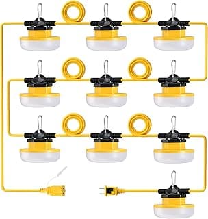 LEDIARY 100FT LED Construction String Lights, 150W 15000LM String Work Light, Linkable Jobsite Lights, Weatherproof Temporary Lighting Indoor&Outdoor, ETL Listed