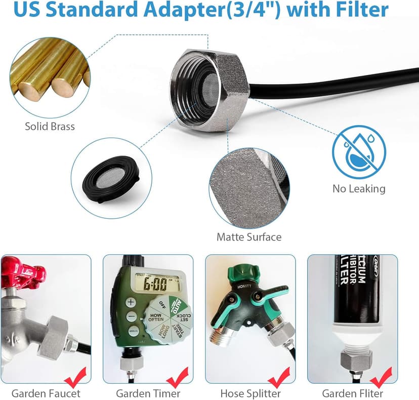 lifeegrn Misting Cooling System, Outdoor Misting System for Patio, 40 FT Misting Line+10 Mist Nozzles+3/4" Brass Adapter,Outdoor Mister System for Patio Garden Trampoline Greenhouse