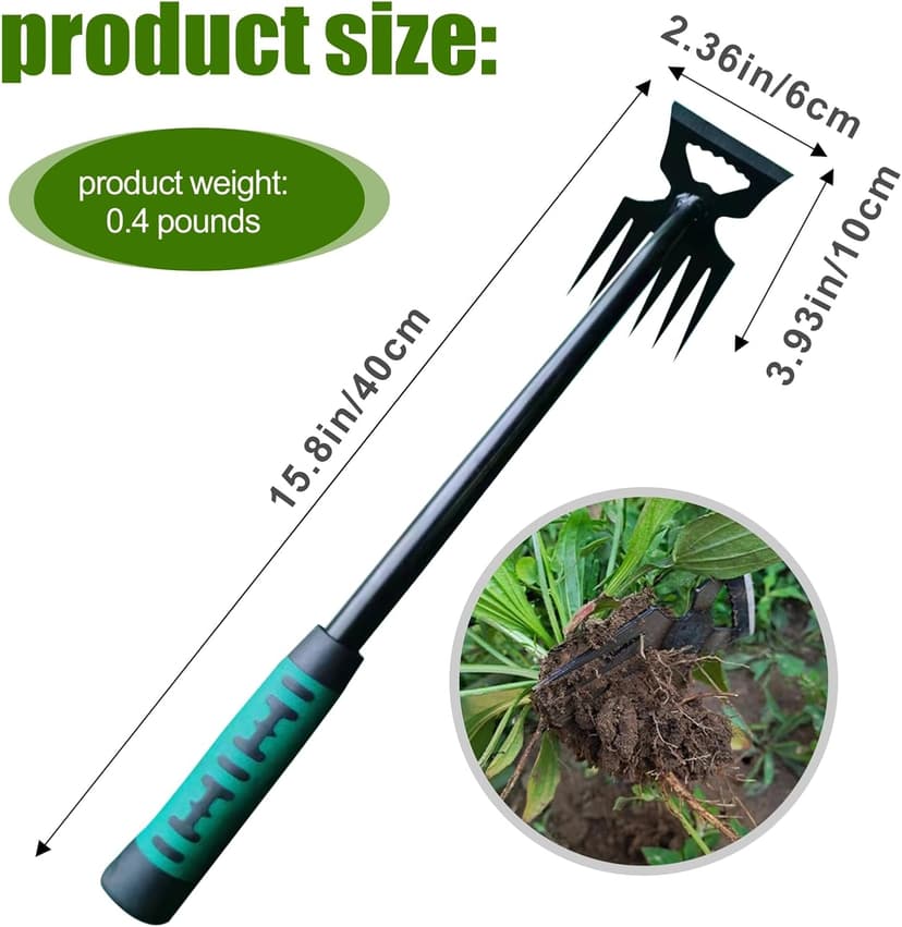 2PCS Weed Puller Tool, 16in Gardening Hand Weeder Tool, 2024 Upgrade Weeding Artifact Uprooting Weeding Tool, 6Teethes Dual Purpose Manual Weed Remover Tool Weed Pulling Tool for Garden