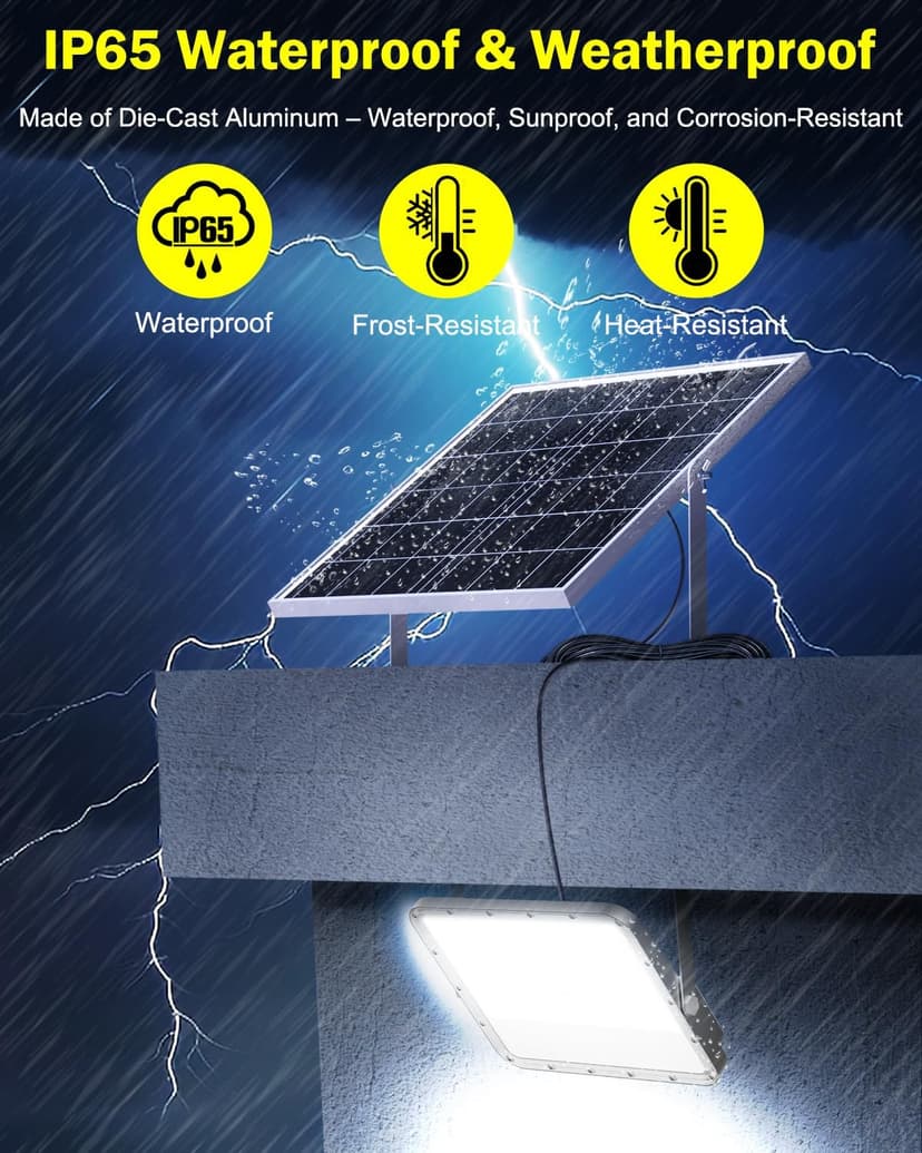 Engrepo Solar Lights Outdoor 10000LM Auto On/Off Dusk to Dawn Light with 20000mAh Battery, IP65 Waterproof Outside Solar Powered Security Flood Light with Remote Control for Wall Porch Shed Barn.