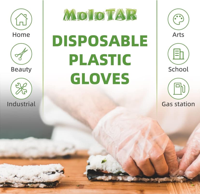 500 Pieces Plastic Disposable Gloves,Disposable Gloves for Cleaning, [ One Size Fits Most ]