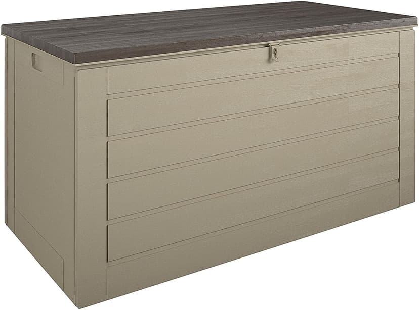 Cosco Outdoor Living 180 Gallon Patio Storage Box, Extra Large, Lockable Lid, Weather-Resistant, Tan/Brown