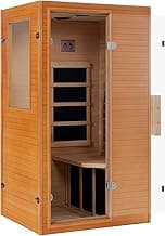 Real Relax Far Infrared Sauna, Home Indoor Sauna Room Canadian Hemlock Wooden Dry Saunas 950W 120V with Control Panel and 6 Low EMF Heaters Panels for Personal Spa