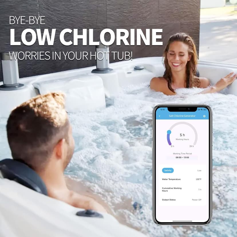 WiFi Salt Chlorine Generator, Briidea Chlorine Generator with USA Titanium Salt Cell, Designed for Hot Tubs & Swim Spas Up to 2,000 Gallons, Advanced APP Remote Control