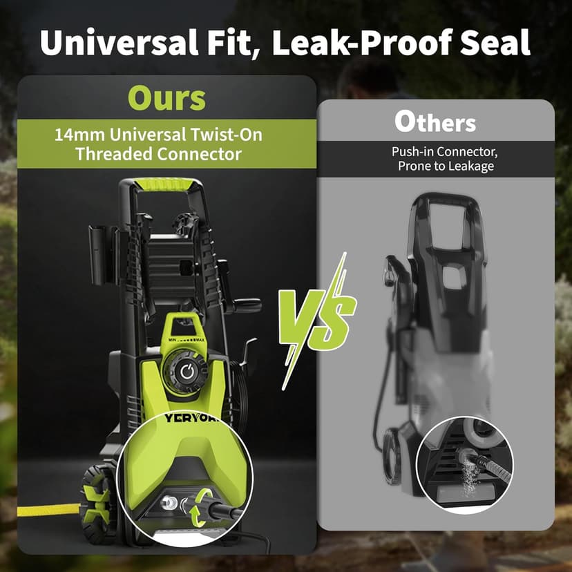 Pressure Washer, Adjustable 5000 Max PSI 2.5 Max GPM, Power Washer with 33 FT Hose Reel, Steel Wand, 500ml Foam Cannon, 4-Nozzle Set, Electric Pressure Washer for Cars, Fences, Patios