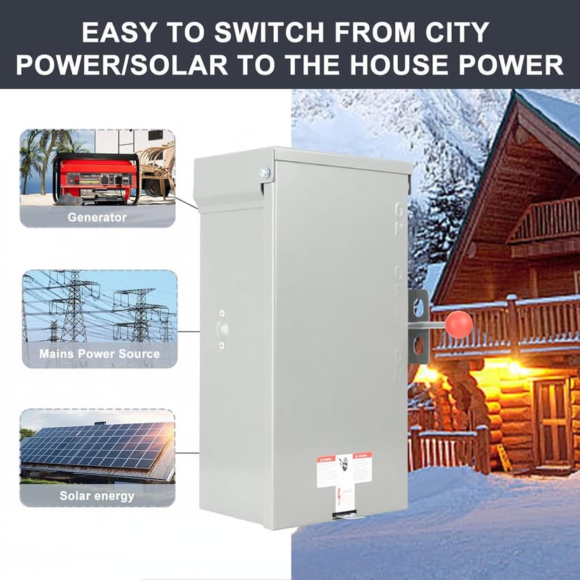 Generator Transfer Switch 100A, Manual Transfer Switch for Home Generator, Heavy Duty Double-Throw 120/240V,24000W for Indoor Outdoor Use,NEMA 4X Standards