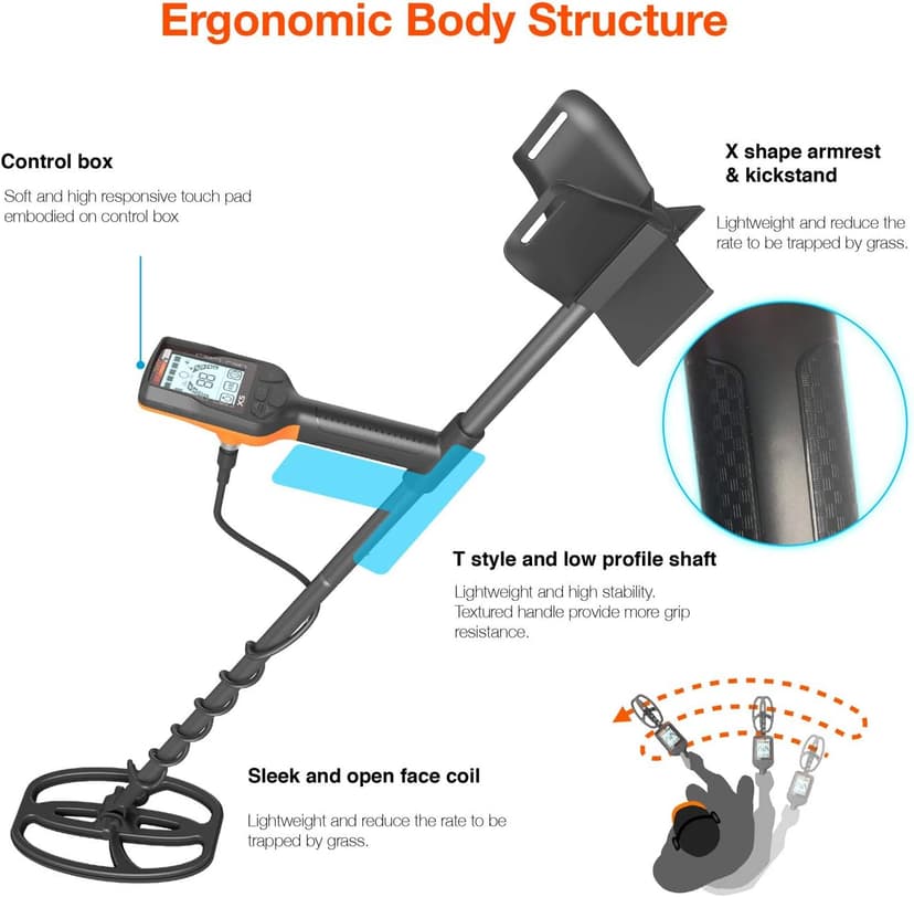 Quest X10 Metal Detector with high Performance 9x5 Blade TurboD Double D Waterproof Coil only 970g Super Lightweight Built-in USB Rechargeable Battery Loud Speaker LED Backlit and Flashlight