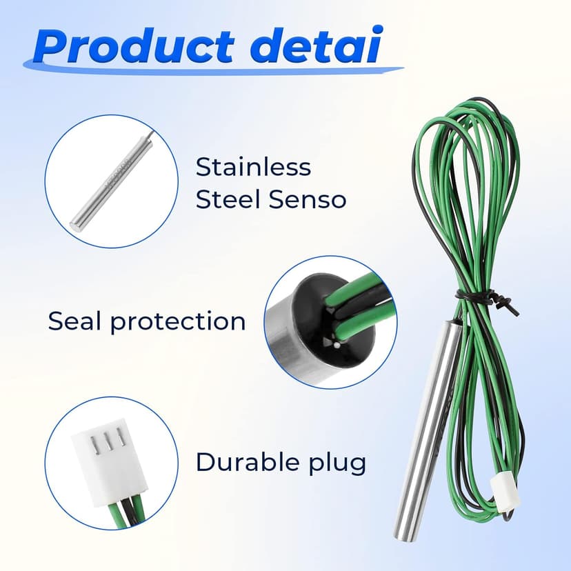 Pool Heater Temperature Sensor 009577F Compatible with Raypak Heaters 206A, 207A, 266A, 267A, 336A, 337A, 406A, 407A, 3 Wire NTC 100K Replacement for Raypak Temperature Sensor Lid Units
