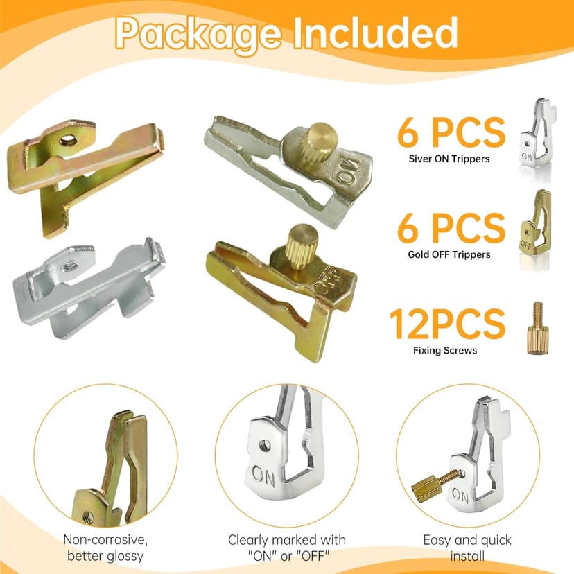 Updated Pool Timer On Off Clips 12pcs, Juvaeny Time Switch Replacement Trippers Kit 156T1978A Pool Pump Timer Tripper Compatible with Intermatic T100 Series T101 T104 Timer Parts (6On /6Off /12Screws)