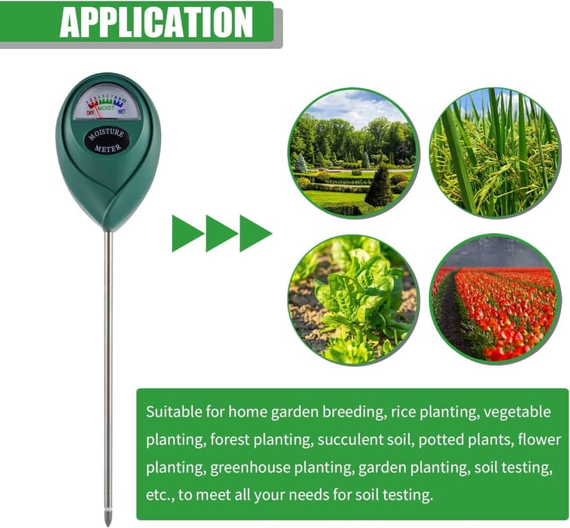 Soil Moisture Meter, Plant Water Monitor for Potted,Gardening, Farm, Lawn, Indoor and Outdoor Plants No Battery Needed（Pack of 1 pcs Green）
