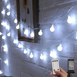 Minetom 33 Feet 100 Led Globe Ball String Lights, Fairy String Lights Plug in with Remote, Waterproof Globe String Lights for Indoor Outdoor Party Wedding Christmas Tree Garden Decoration, Pure White