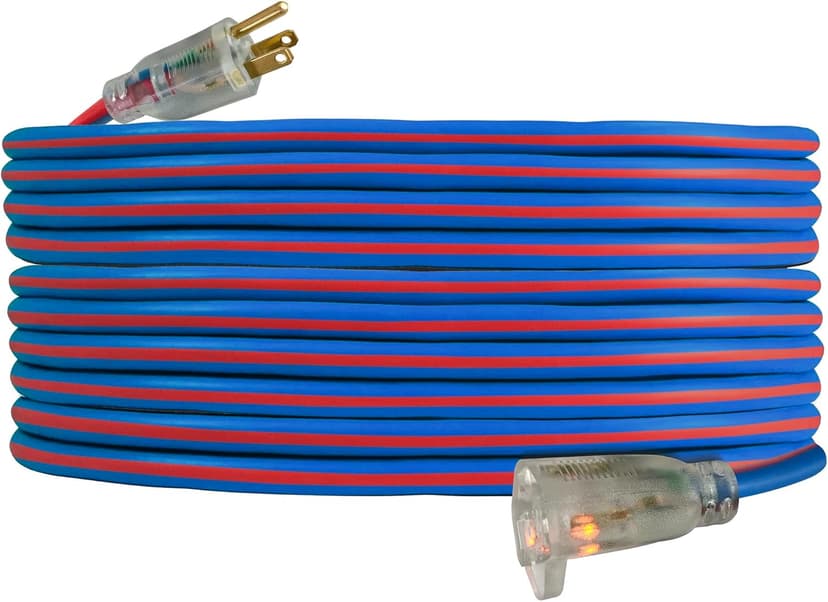 US Wire 99025 12/3 25-Foot SJEOW TPE Cold Weather Extension Cord Blue with Lighted Plug