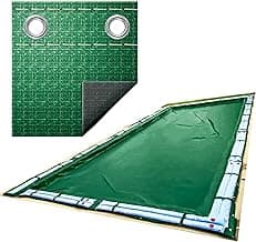 SWIMLINE HYDROTOOLS Supreme Guard Heavy Duty Winter Pool Cover for Inground Swimming Pools | for 20 X 36 FT Rectangle Pools | 25 X 41 FT Cover Size | Green/Black | Water Tube Sleeves | CO122541R