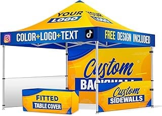 Custom Canopy with Logo by DOT4DOT for 10x10 Pop Up Tent Personalized Customizable Heavy Duty for Events