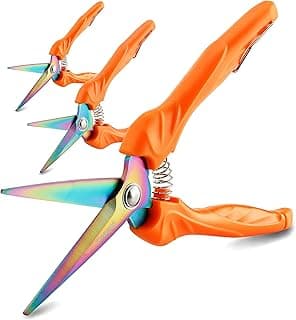 QMVESS Stainless Steel Garden Shears, Precision Cutting Pruning Shears, Lightweight Ergonomic Garden Clippers with Titanium Coating Straight Blade 3 Pcs Gardening Shears, Pruning Shears for Gardening