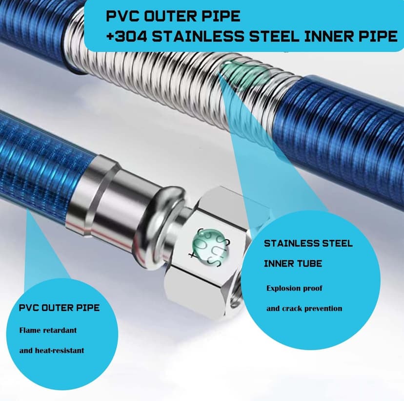 24 inch Flexible Stainless Steel Corrugated Water Heater Connector Hot and Cold Color Water Heater Hose 1/2 "FIP x 1/2" FIP 2pcs