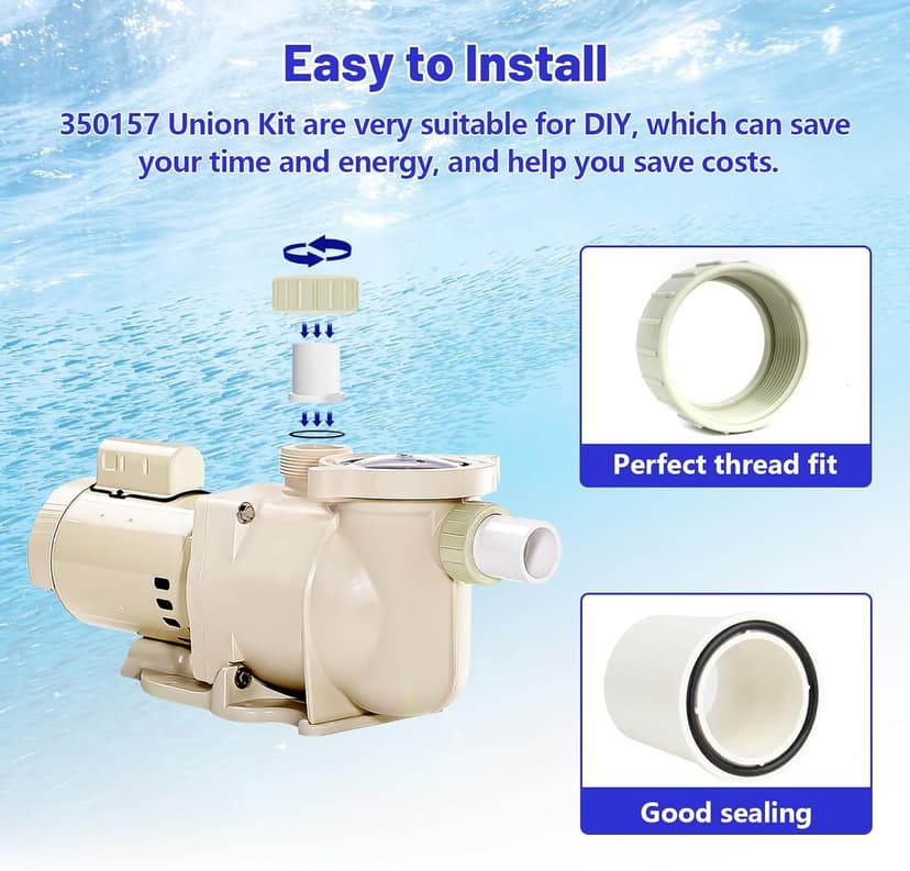 Pool Pump Union Fittings Replacement Pentair SuperFlo & SuperFlo Variable Speed Pool Pump, 2 Inch 350157 PVC Union for Pentair SuperFlo VS 342001-2 Pack