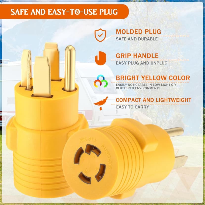 Kanayu 4 Prong 30 Amp Dryer Adapter Compatible with NEMA 14-30P to L14-30R, 4 Prong Dryer Outlet to Generator Locking Plug Adapter Welder Generator EV Charger Cord Adapter