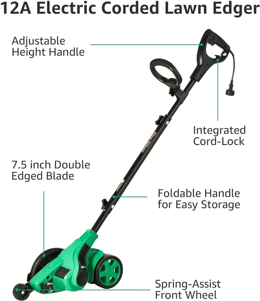 Amazon Basics 12 Amp 7.5" Double Edge Bladed Electric Corded Lawn Edger, 4420 RPM(Previously Denali brand)