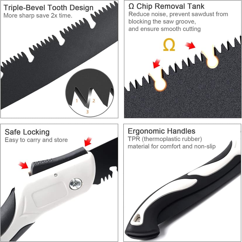 Hand Saw for Tree, 12 inch Folding Saw,Pruning Saws with High-Manganese Steel Teeth for Smooth and Precise Cuts. Handsaws for Camping, Gardening, Carpentry Camping Saw Portable.