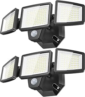 2Pack 65W LED Security Light Motion Sensor Outdoor Lights, 6500LM 3 Head LED Flood Lights Outdoor 6500K , IP65 Waterproof, Dusk to Dawn Flood Light, Motion Detected Lights for Outside Garage Yard