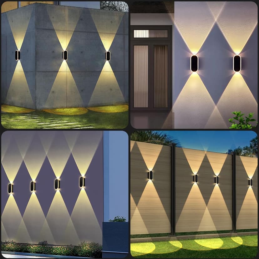 Solar Fence Lights Outdoor - 3000/4000/6000K 3 Modes,Up & Down Lighting IP65 Waterproof Fence Lights Solar Powered, Solar Wall Lights Outdoor for Backyard/Garden/Patio/Garage and Wall decor (8 pack)