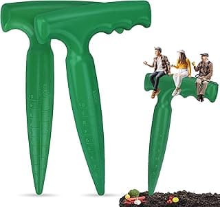 2 Pack Dibbler Gardening Tool with Measurements 6.9 inch Plastic Bulb Planting Tools with Handle Seed Dibber for Planting Bulbs Digging Gardening(Green)