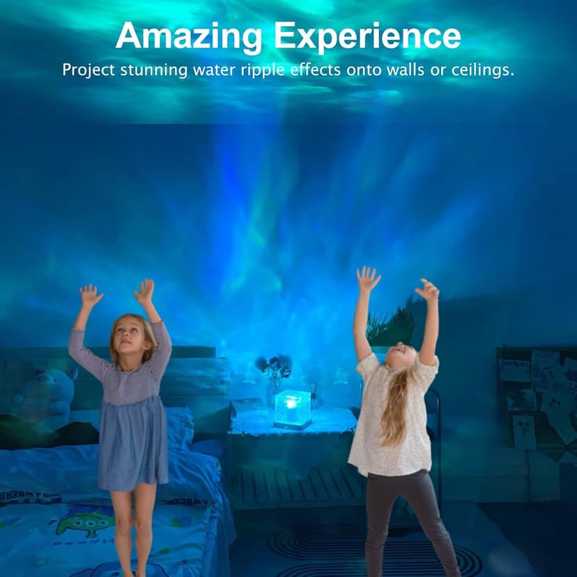 Northern Lights Projector Rechargeable,Lava Lamp Ambient Lighting Mood Lighting Ocean Wave Projector with 16 Colors and Dynamic Ripple Effect for Living Room Bedroom Decor - Cordless