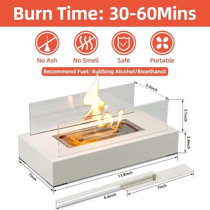Tabletop Fire Pit Outdoor Portable Table Top Firepit Indoor Tabletop Fireplace for Patio Balcony Living Room Table Decor Family New Year Party Friday Night Dinner - 2 Pack