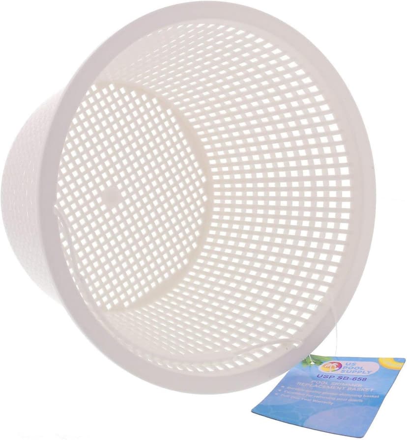 U.S. Pool Supply Swimming Pool Plastic Skimmer Replacement Basket (Set of 2) - Skimmer Basket for Inground Pool, Skim Filter Remove Leaves and Debris - 8" Top, 5.5" Bottom, 5" Deep - Not Weighted