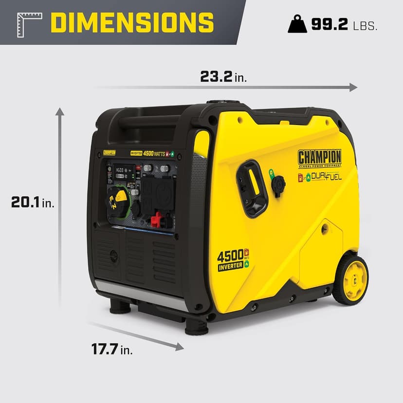 Champion Power Equipment 4500-Watt Electric Start Dual Fuel RV Ready Portable Inverter Generator with Quiet Technology and CO Shield