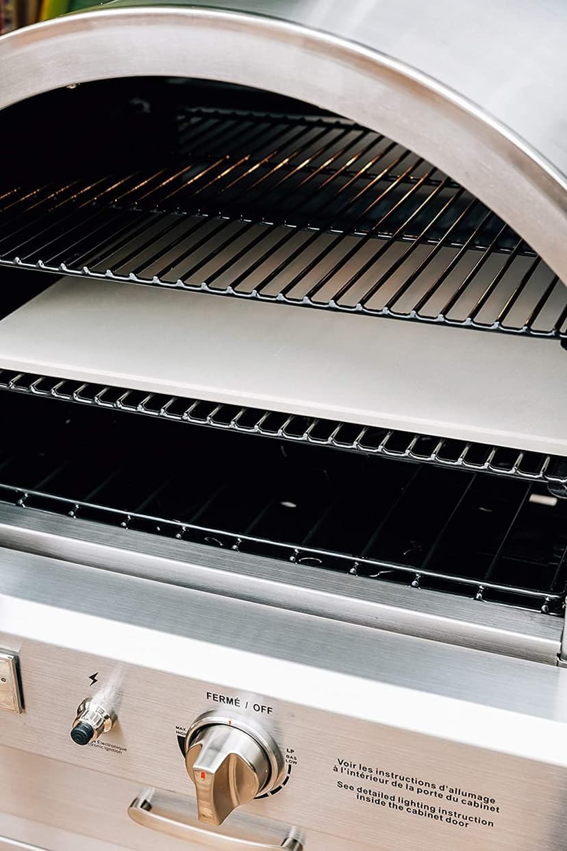 AMS Fireplace Summerset Pizza Oven - Large Capacity Propane Gas Outdoor Oven with Pizza Stone and Smoker Box, 304 Stainless Steel Construction for Built-in or Countertop Use. FREE Tabletop Fire Pit
