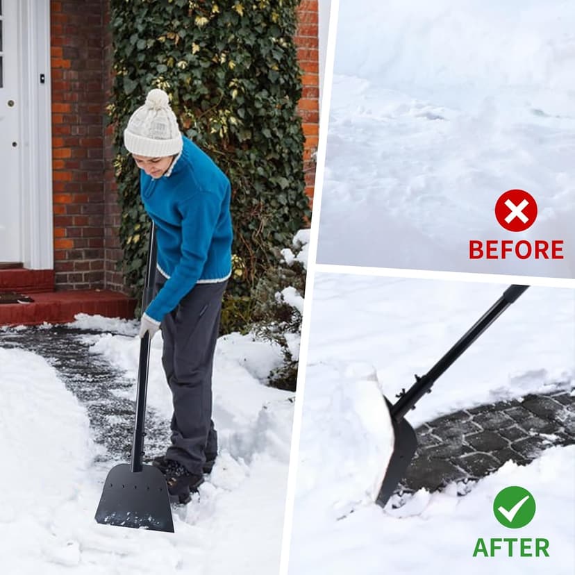Multifunctional Garden Cleaning Shovel, Heavy Duty Steel Flat Shovel with 55" Adjustable Handle, Floor Weeding Scraper, Outdoor Spade Tool for Weeding, Lawn Edging, Digging, Ice Removal