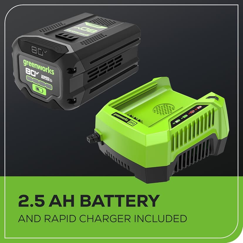 Greenworks 80V 700 CFM Cordless Leaf Blower - Commercial-Grade Power, 45-Min Rapid Charger for Wet Leaves & Heavy Debris (Includes 2.5Ah Battery)