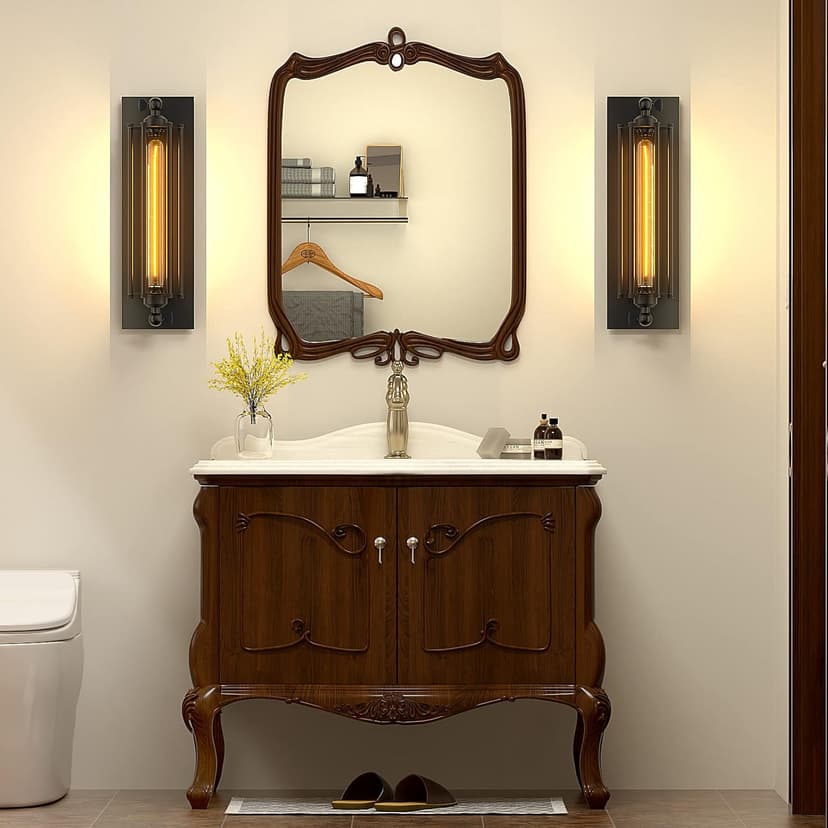 Licperron Sconces Wall Lighting, Industrial Black Wall Sconces Antique Light Fixtures for Bedside, Bar, Restaurant, Hallway, Indoor&Outdoor Wall Decor, E26 & E27 Bar Lights, UL Approval, 2 Pack