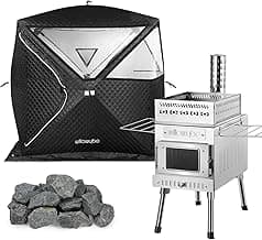 WillowyBe Portale Outdoor Sauna Set with Tent, Dry Sauna Wood Stove, Driftwood-infused Cooking for Friends