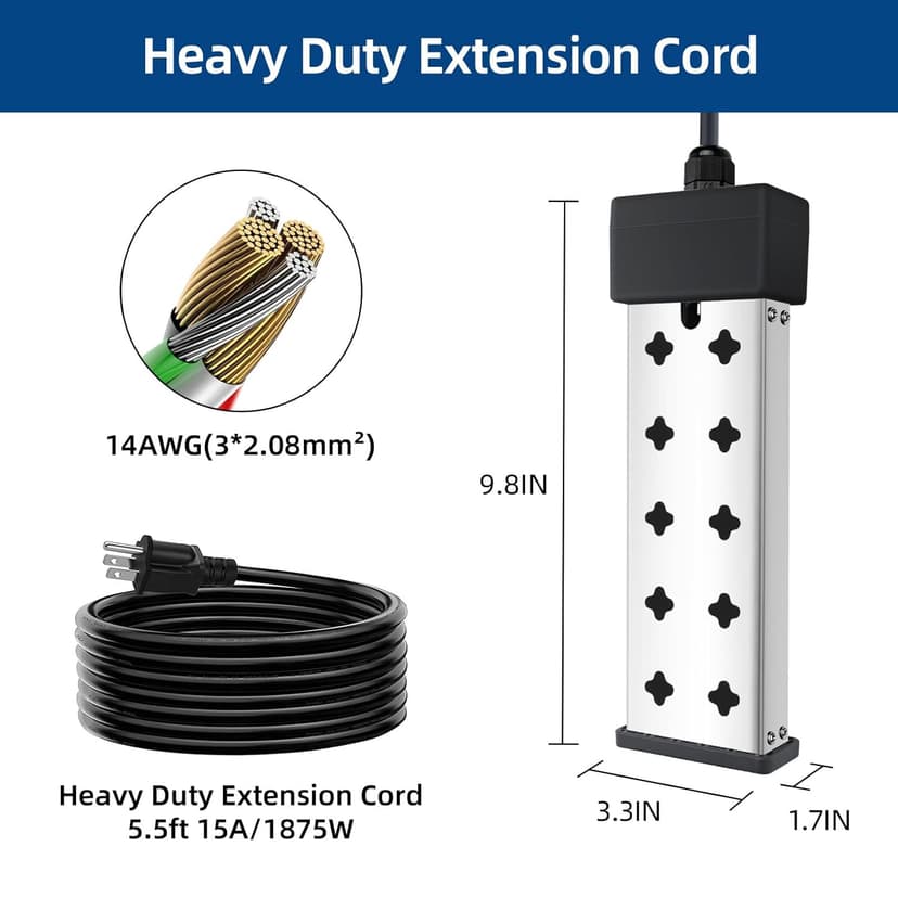 Immersion Water Heater, Portable Bathtub Heater with Thermostat, Bucket Heater with Real-Time Temperature Display and Control, Dry Burn Protection for Bucket, Basin, Bathtub 1800W (120V 15A)
