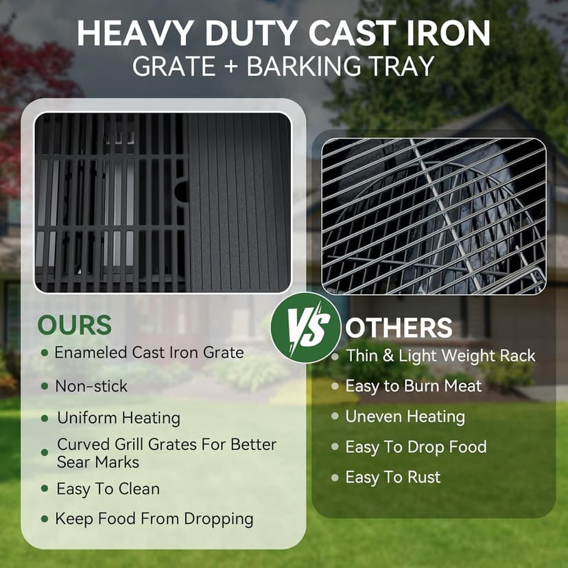 3-Burner Propane Grills with Side Burner, BBQ Gas Grill with Cast Iron Grates and Griddle, Garden Barbecue Grill for Backyard, Camping, Patio, 27,500 BTU